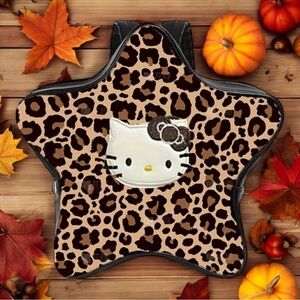 🆕 Hello Kitty Star Backpack - Leopard Print - Vegan Leather - Travel Bag ⭐️